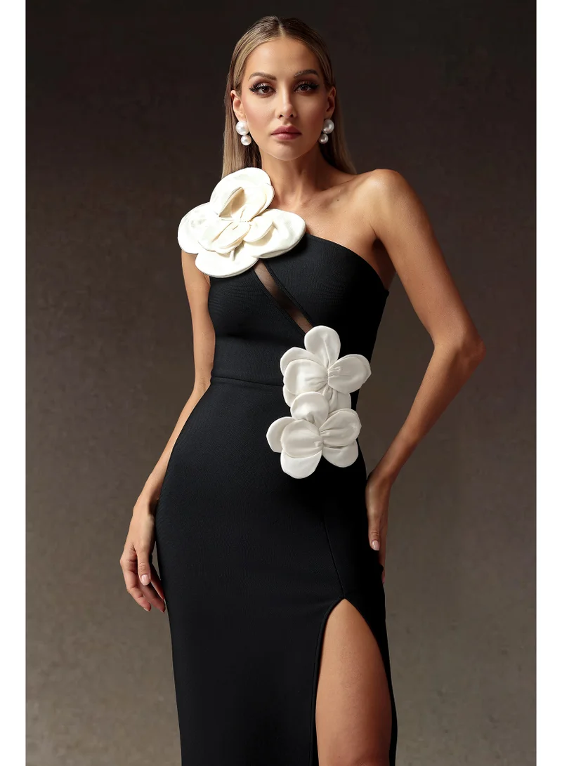 Bella Barnett  Jane Flowers High Slit One Shoulder Bandage Maxi Dress for Women | Best Price UAE